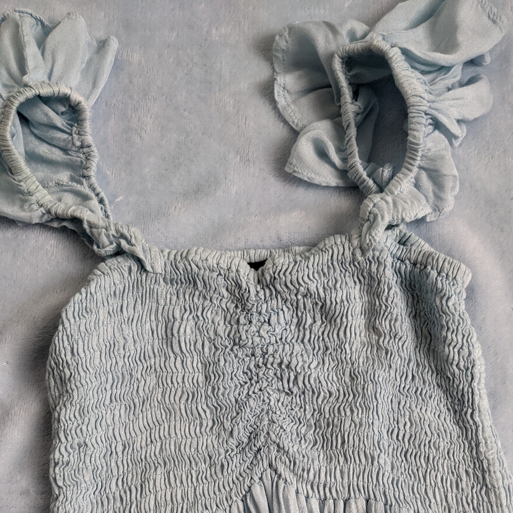 RAVIJA Swim Cover-up Off-shoulder Gathered Light-blue Small - Picture 3 of 5